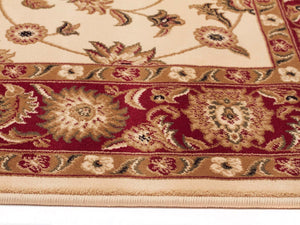 Classic Rug Ivory with Red Border Runner - Floorsome