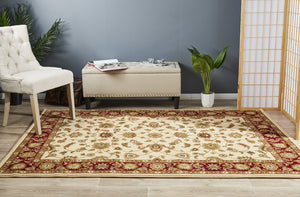 Classic Rug Ivory with Red Border - Floorsome