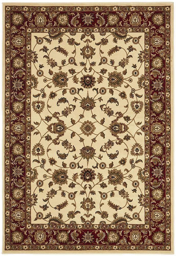 Classic Rug Ivory with Red Border