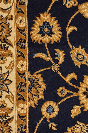 Classic Rug Navy with Ivory Border - Floorsome