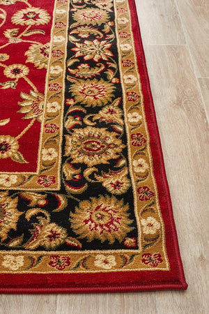 Classic Rug Red with Black Border - Floorsome