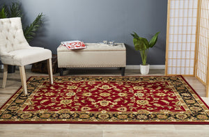 Classic Rug Red with Black Border - Floorsome