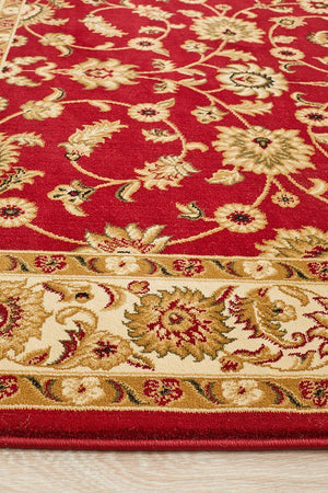 Classic Rug Red with Ivory Border - Floorsome