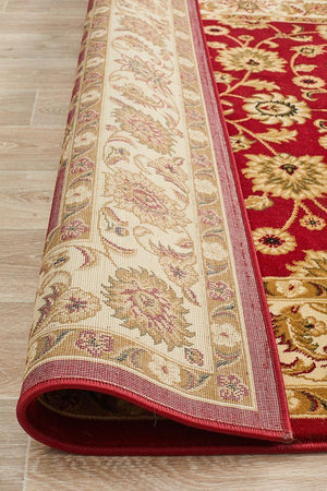 Classic Rug Red with Ivory Border - Floorsome