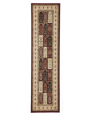 Traditional Panel Design Burgundy with Ivory - Floorsome