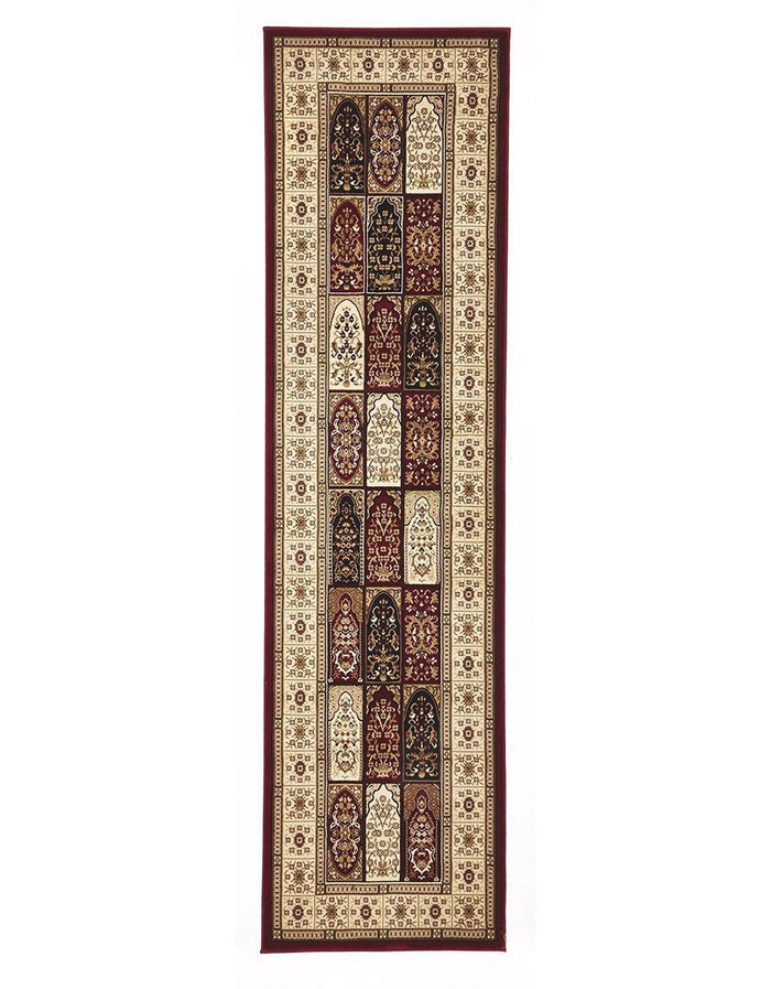 Traditional Panel Design Burgundy with Ivory Runner