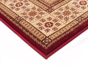 Traditional Panel Design Burgundy with Ivory - Floorsome