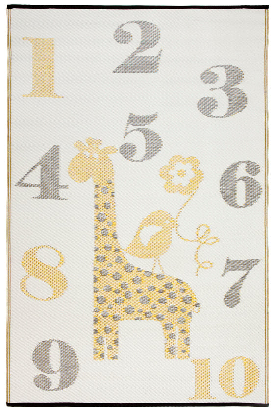 Sunny Giraffe Yellow and Grey Kids Mat