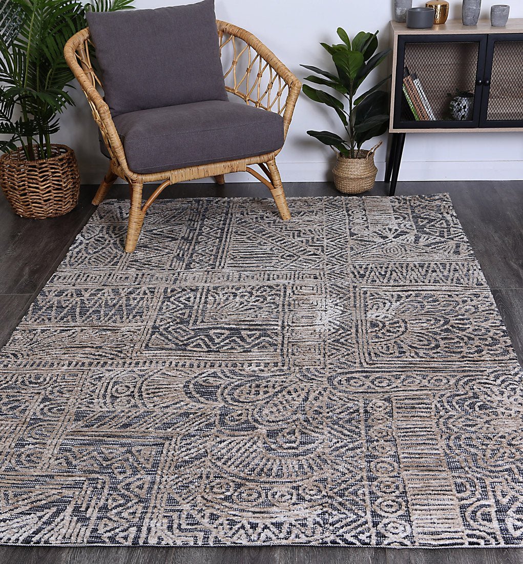 Alayah Anthacite Flower Rug - Floorsome - Rug