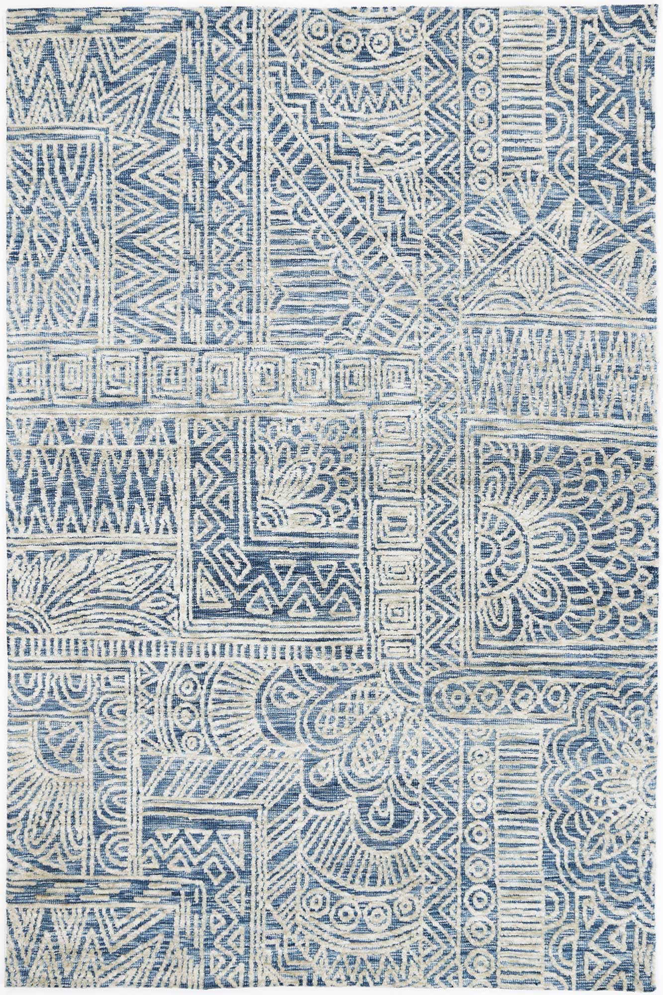 Alayah Navy Flower Rug - Floorsome - Rug - AMRI160NEWBNAVY - Rug