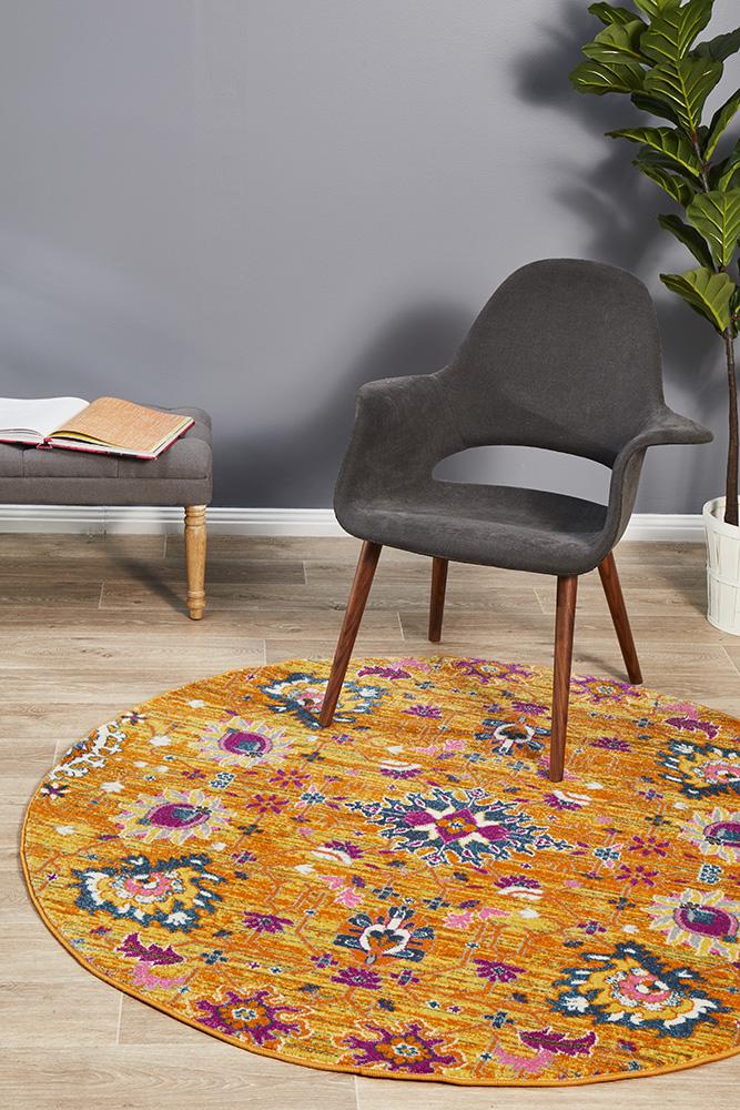 Babil Basra Bohemian Round Rug - Floorsome - MODERN - BLN - 210 - RUST - 150X150 - MODERN