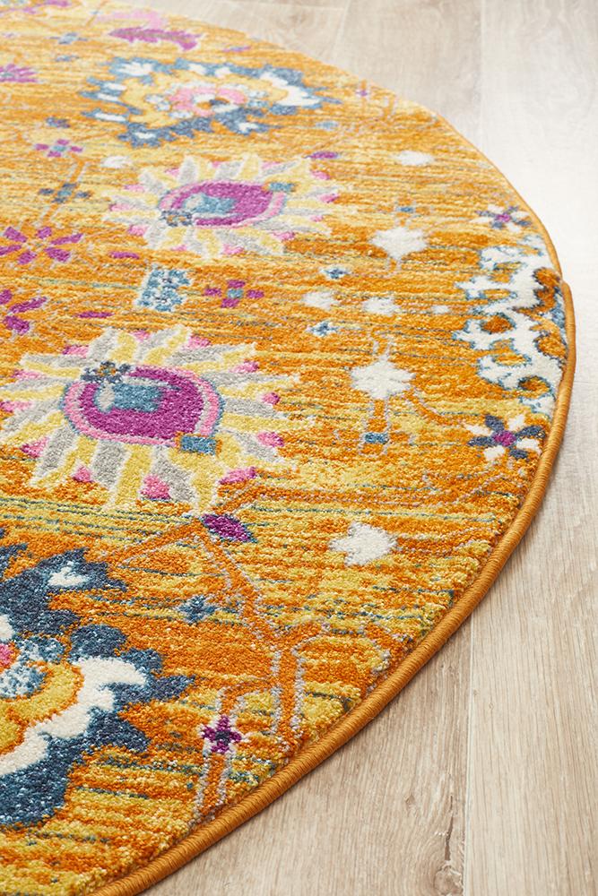 Babil Basra Bohemian Round Rug - Floorsome - MODERN - BLN - 210 - RUST - 150X150 - MODERN