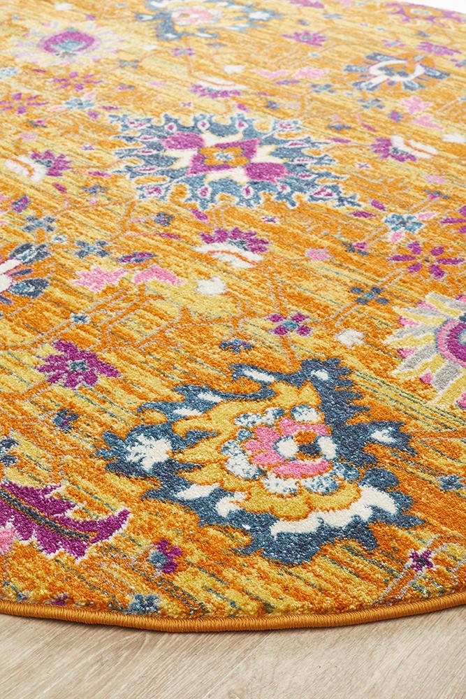 Babil Basra Bohemian Round Rug - Floorsome - MODERN - BLN - 210 - RUST - 150X150 - MODERN