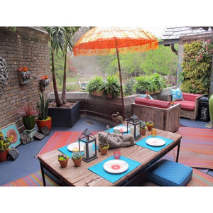 Recycled plastic outdoor rug multicolour