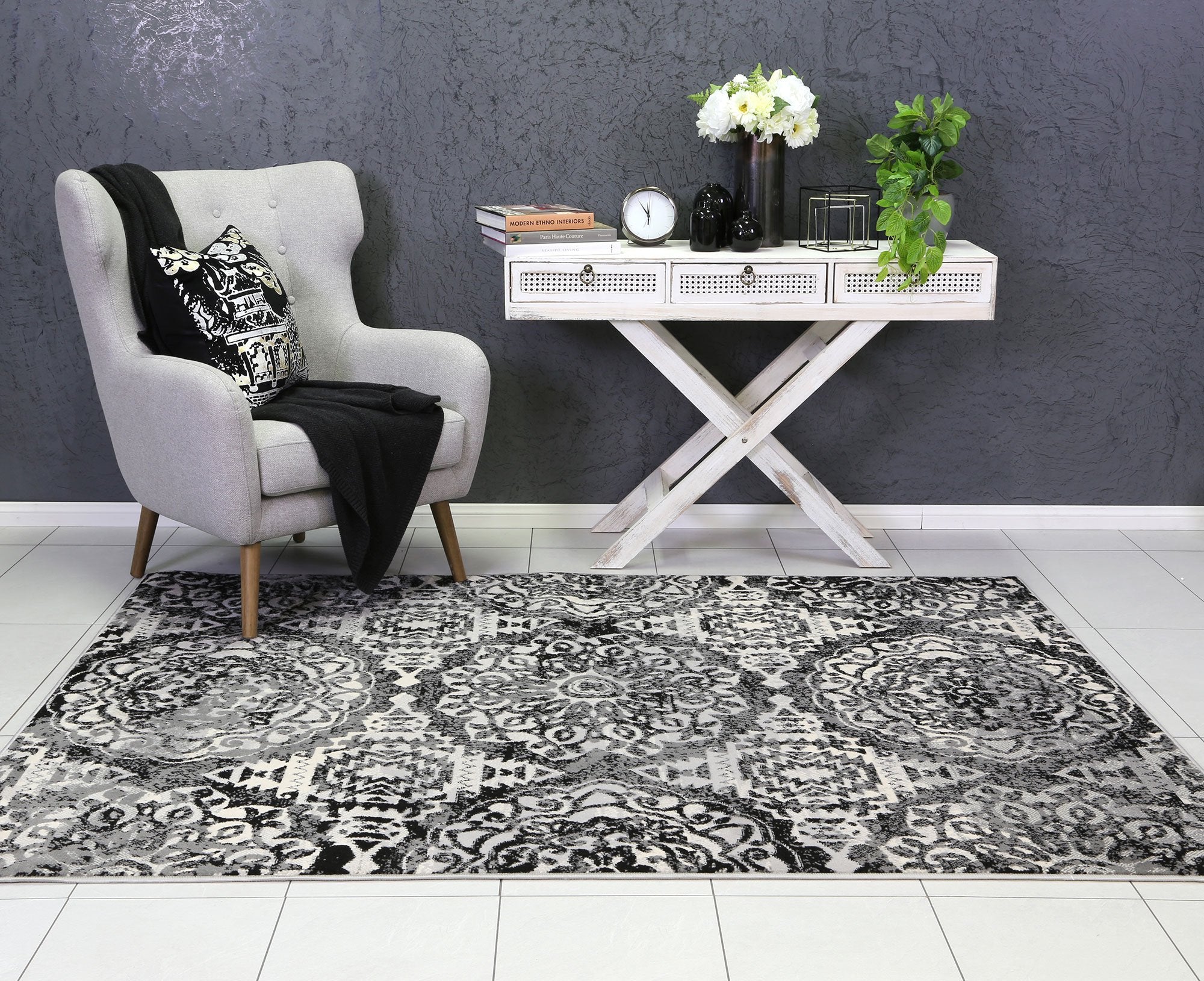 Dash Grey Distressed Classic Rug - Floorsome - Contemporary - ELIS2002497DGRE - Contemporary