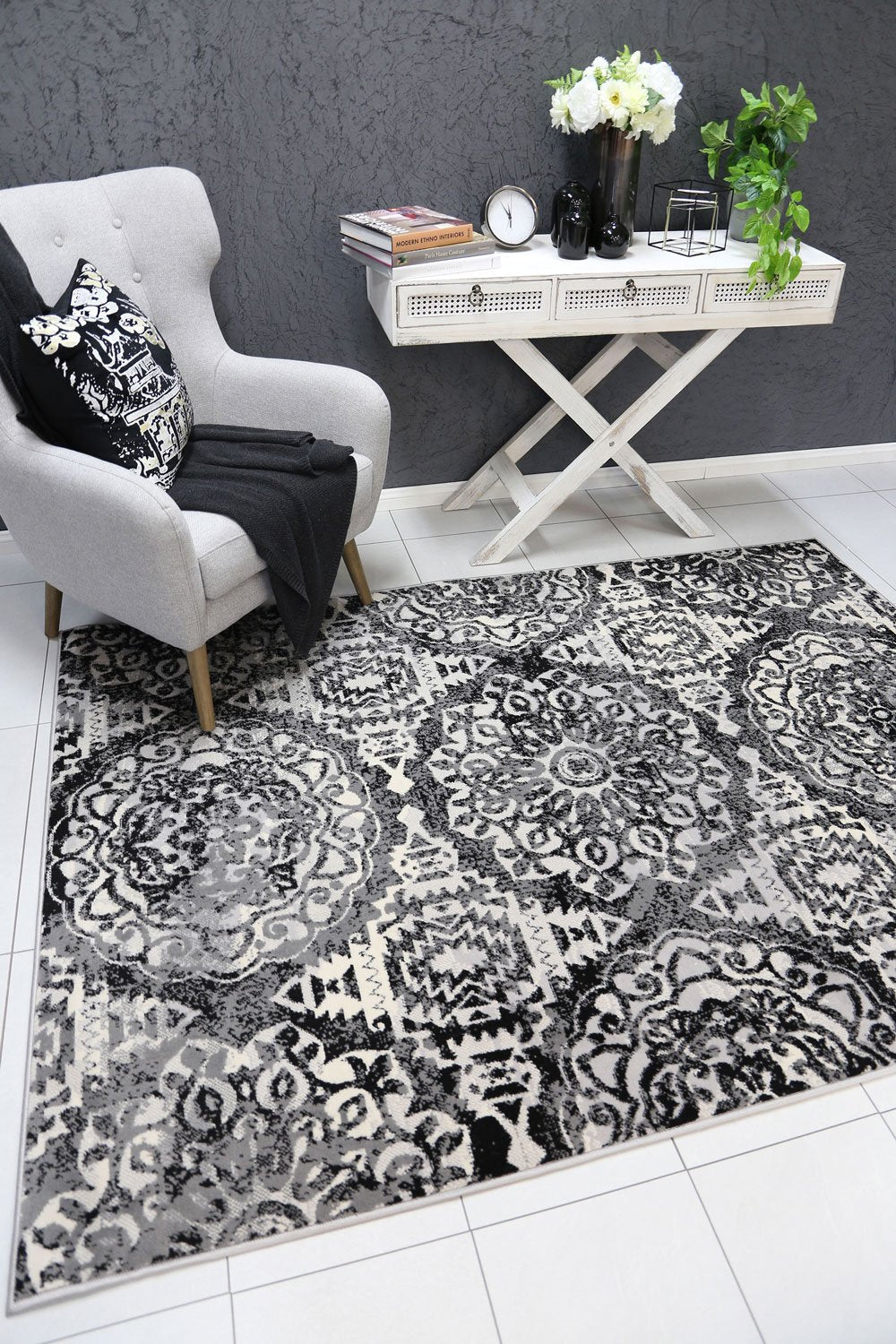 Dash Grey Distressed Classic Rug - Floorsome - Contemporary - ELIS2002497DGRE - Contemporary