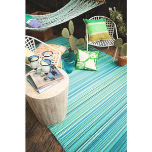 Aqua recycled outdoor rug
