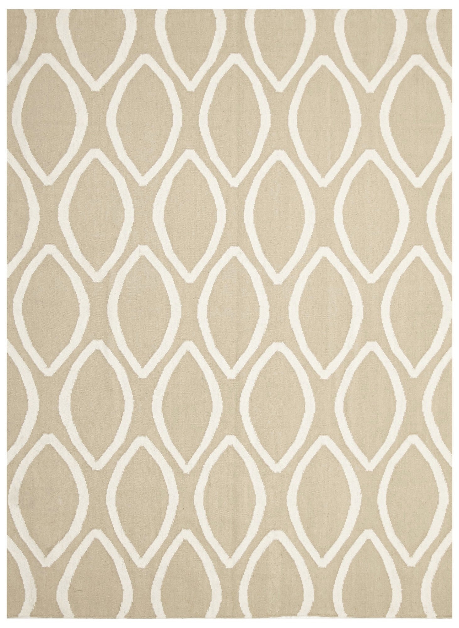 Flat Weave Oval Print Rug Beige - Floorsome - Modern - NOM - 20 - BEI - 225X155 - Modern