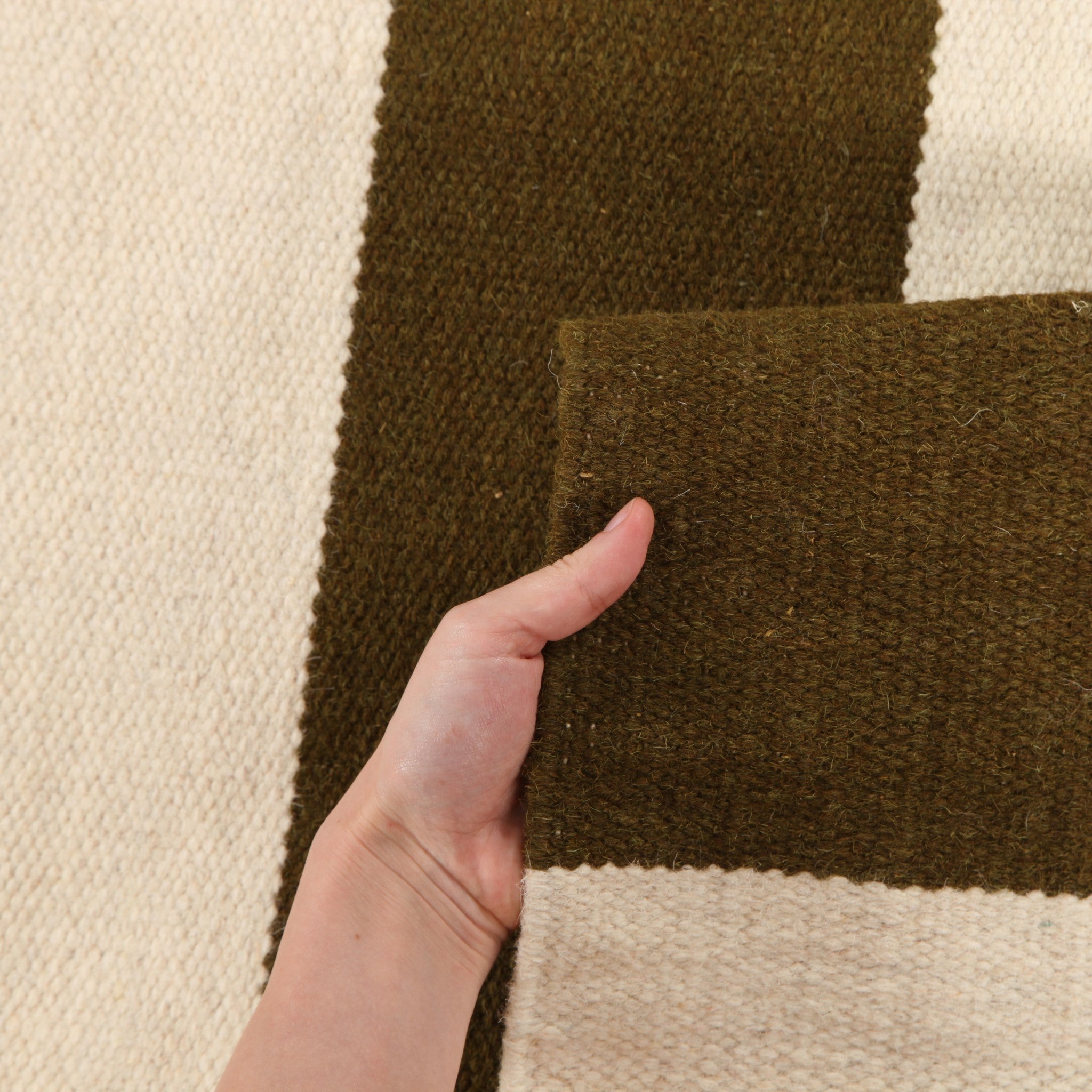 Flat Weave Stripe Olive White Rug - Floorsome - Modern - NOM - 16 - OLIVE - 225X155 - Modern