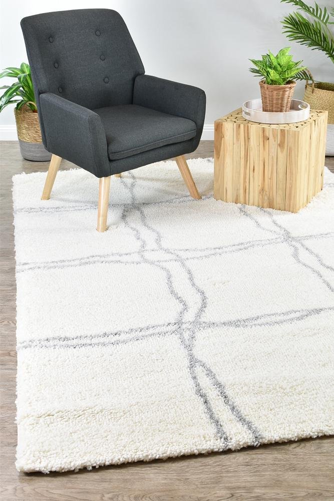 Harlo Shaggy Cream Rug - Floorsome - Shag - PARMA - A414A - GREY - 80X150 - Shag
