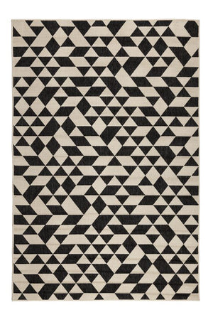 Yuma Black And Cream Modern Polypropylene Outdoor Rug