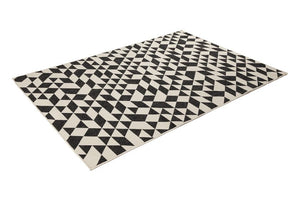 Yuma Black And Cream Modern Polypropylene Outdoor Rug