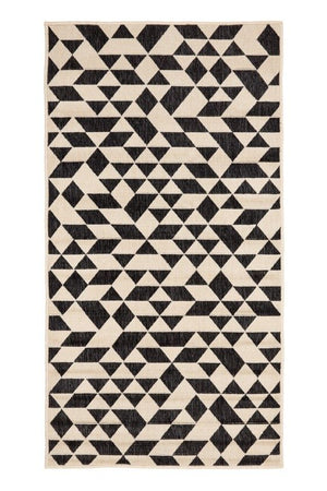 Yuma Black And Cream Modern Polypropylene Outdoor Rug