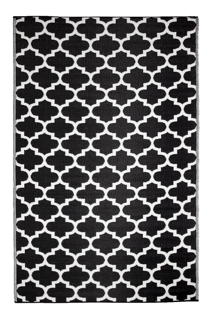 Outdoor Rug Recycled Plastic - Tangier Black and White