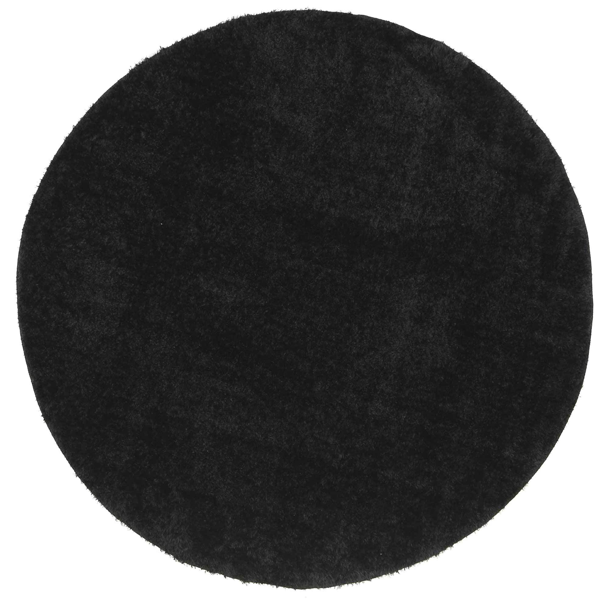 Puffy Soft Shag Round Rug Black - Floorsome - Shaggy - PUFF16R22BLAC - Shaggy