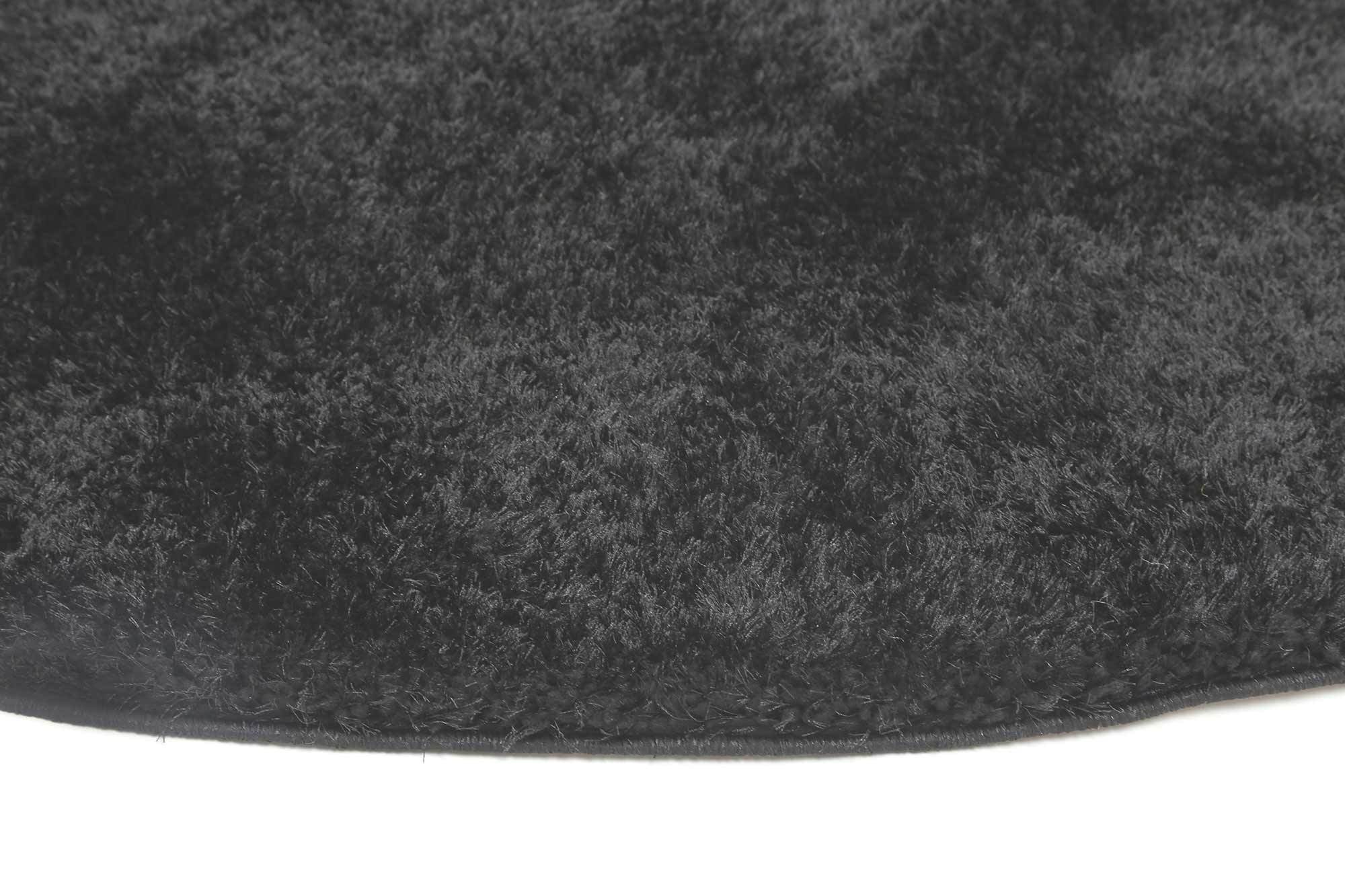 Puffy Soft Shag Round Rug Black - Floorsome - Shaggy - PUFF16R22BLAC - Shaggy