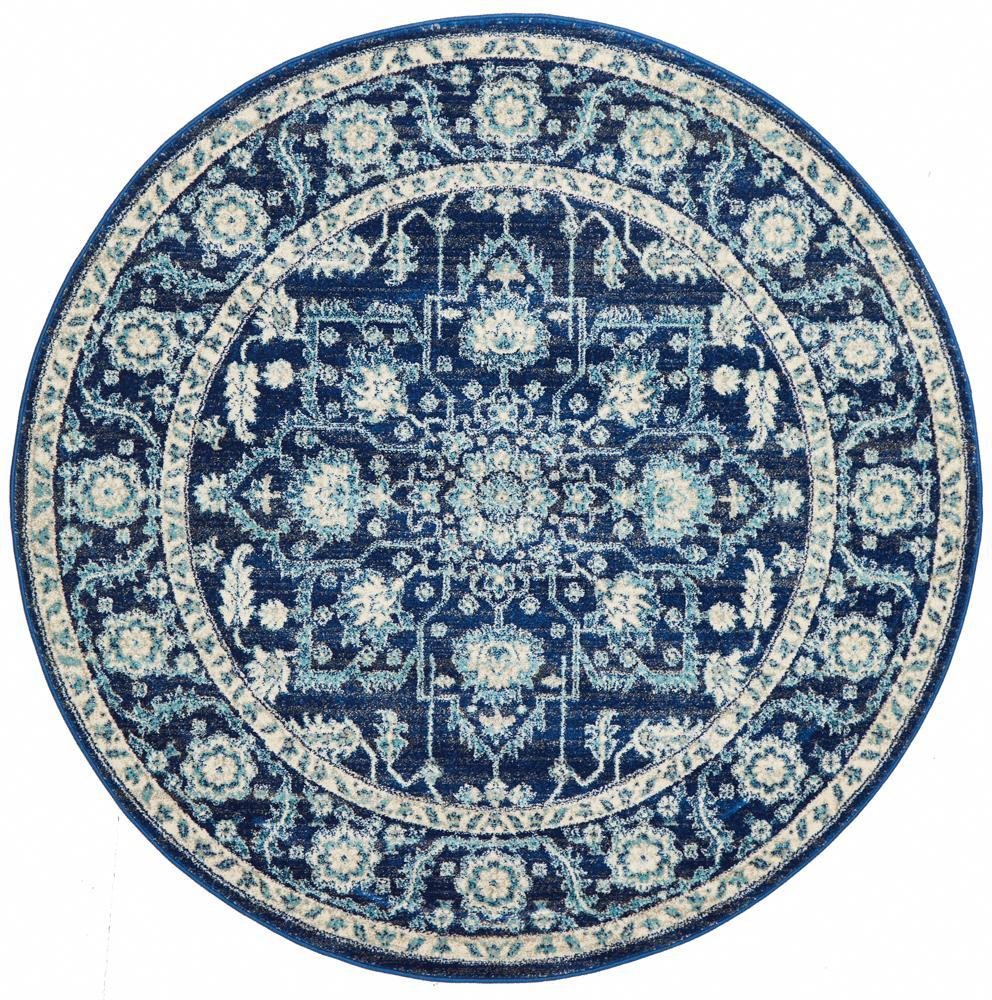 Release Navy Transitional Round Rug - Floorsome - Modern - EVO - 261 - NAVY - 150X150 - Modern