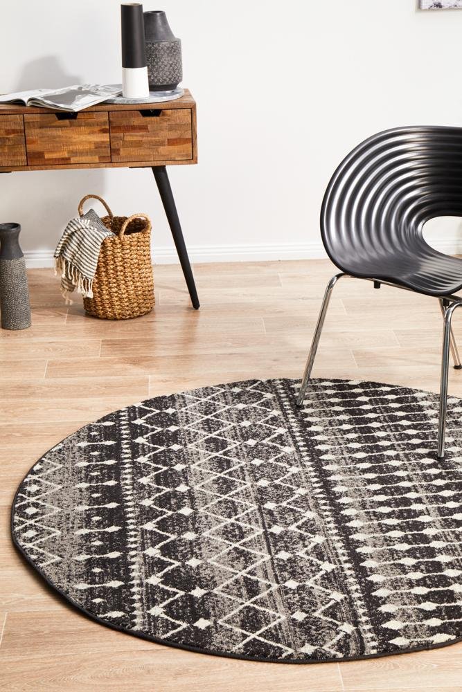 Simplicity Black Transitional Round Rug - Floorsome - Modern - EVO - 260 - BLA - 150X150 - Modern