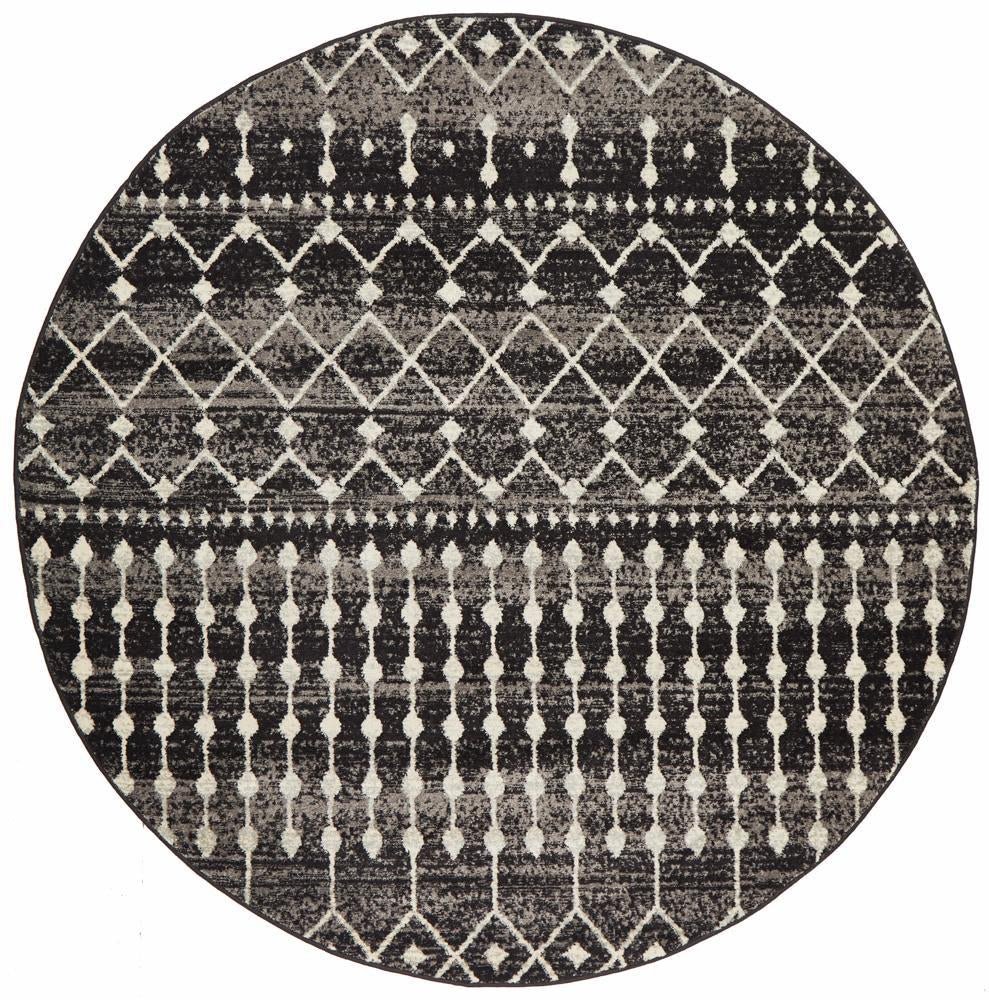 Simplicity Black Transitional Round Rug - Floorsome - Modern - EVO - 260 - BLA - 150X150 - Modern