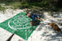 THE YARNING CIRCLE Aboriginal Design Recycled Plastic Mat, Green & White 2.7 x 2.7m - Floorsome - Outdoor Rugs - GKOZ22A - Outdoor Rugs