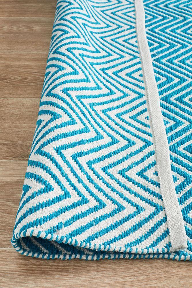 Villa Modern Herringbone Rug Turquoise - Floorsome - Flatweave - SPI - CHE - TURQ - 220X150 - Flatweave