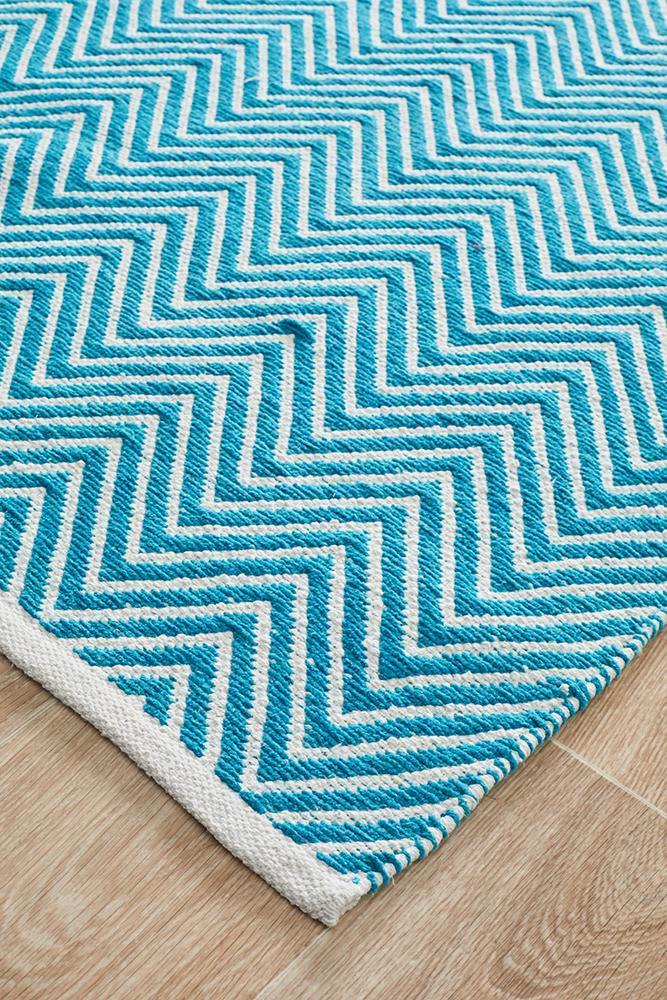 Villa Modern Herringbone Rug Turquoise - Floorsome - Flatweave - SPI - CHE - TURQ - 220X150 - Flatweave