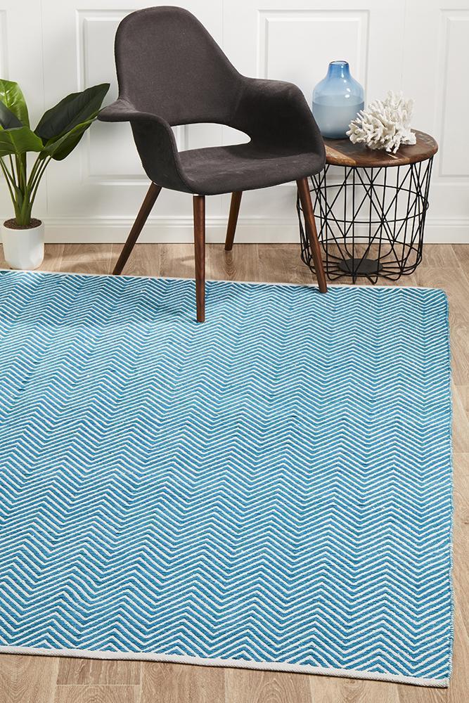 Villa Modern Herringbone Rug Turquoise - Floorsome - Flatweave - SPI - CHE - TURQ - 220X150 - Flatweave