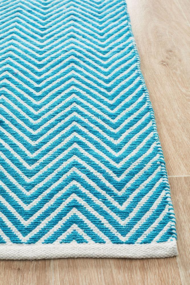 Villa Modern Herringbone Rug Turquoise - Floorsome - Flatweave - SPI - CHE - TURQ - 220X150 - Flatweave