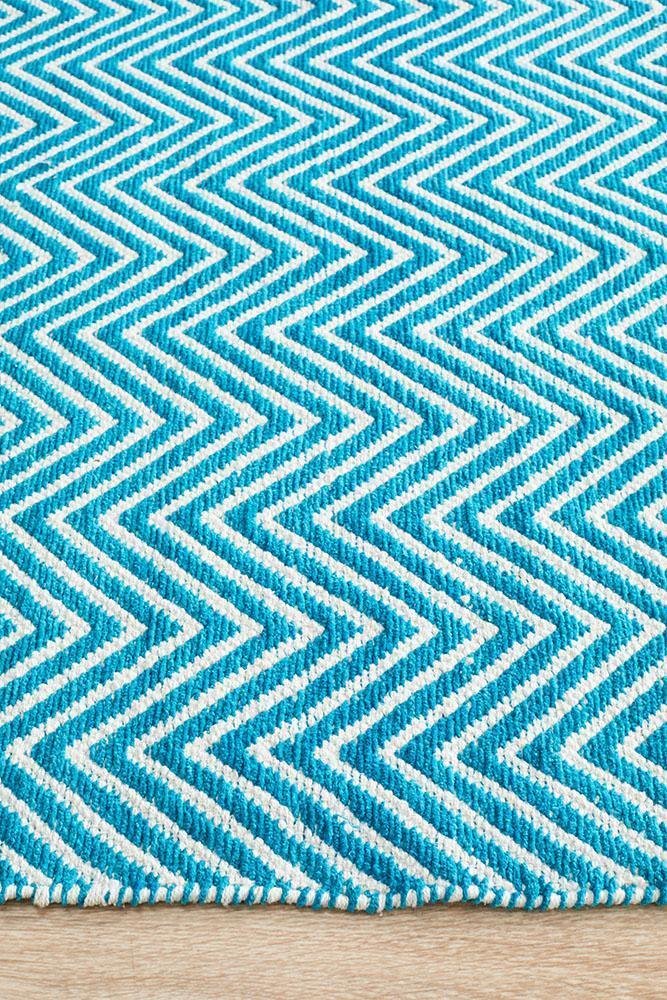Villa Modern Herringbone Rug Turquoise - Floorsome - Flatweave - SPI - CHE - TURQ - 220X150 - Flatweave