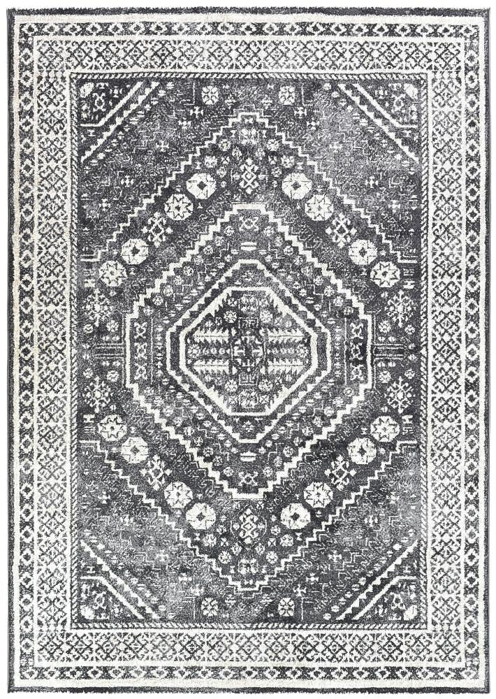 Vision 354 Dark Grey Rug - Floorsome - MODERN - NOVA - D354A - WHITE - D.GREY - 80X150 - MODERN