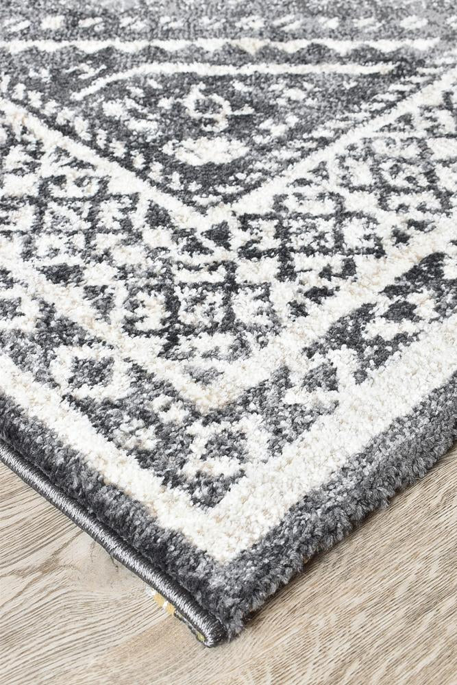 Vision 354 Dark Grey Rug - Floorsome - MODERN - NOVA - D354A - WHITE - D.GREY - 80X150 - MODERN