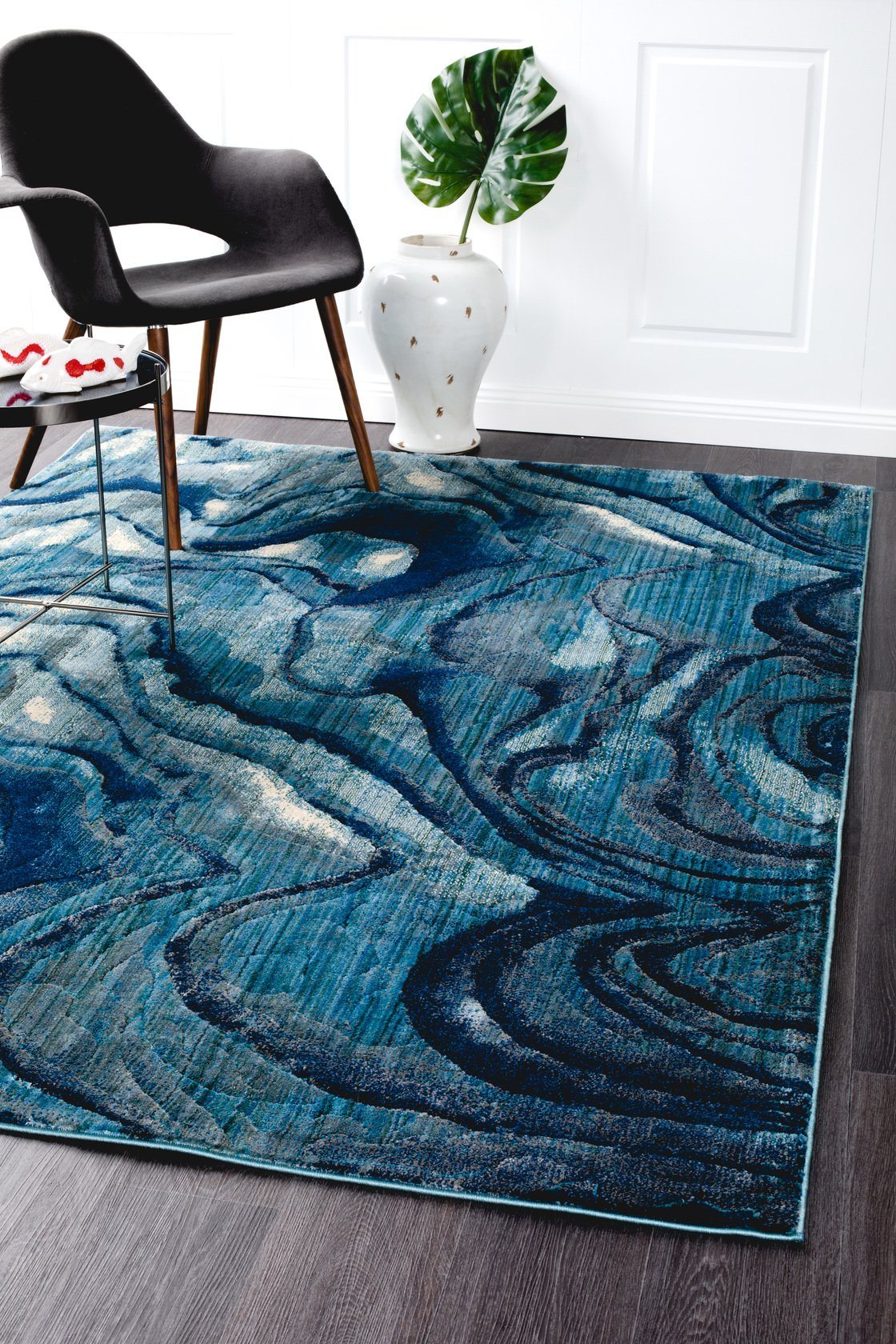 Waves Modern Indigo Rug - Floorsome - Modern - DRM - 862 - INDI - 230X160 - Modern